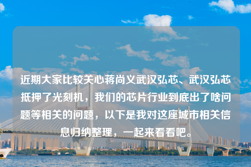 近期大家比较关心蒋尚义武汉弘芯、武汉弘芯抵押了光刻机，我们的芯片行业到底出了啥问题等相关的问题，以下是我对这座城市相关信息归纳整理，一起来看看吧。