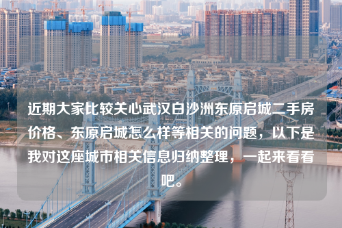 近期大家比较关心武汉白沙洲东原启城二手房价格、东原启城怎么样等相关的问题，以下是我对这座城市相关信息归纳整理，一起来看看吧。